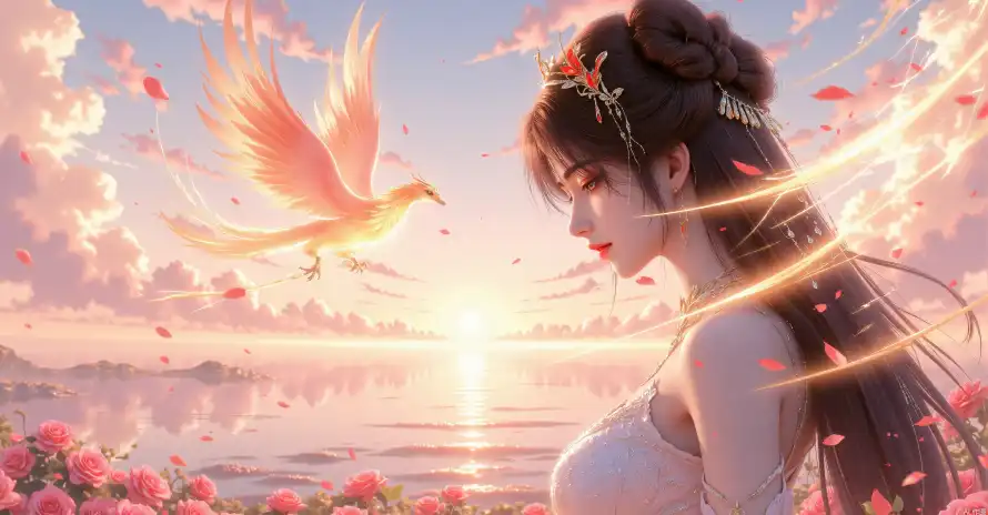 4k凤凰壁纸 - 古风 - 女神 - 湖水「哲风壁纸」