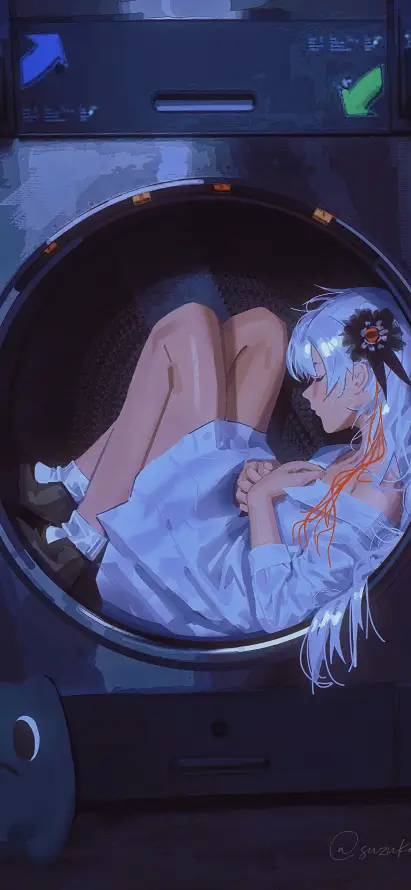 4k少女壁纸 - 插画 - 白袜 - 银发「哲风壁纸」