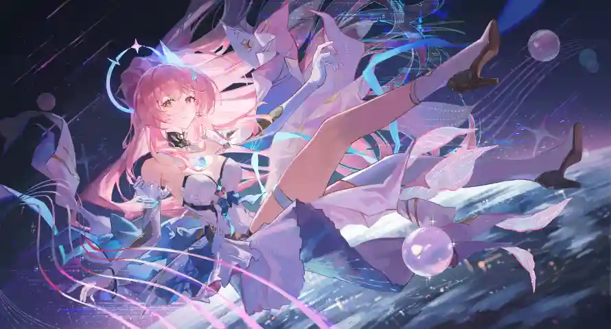 4k少女壁纸 - 星空 - 粉发 - 高跟「哲风壁纸」