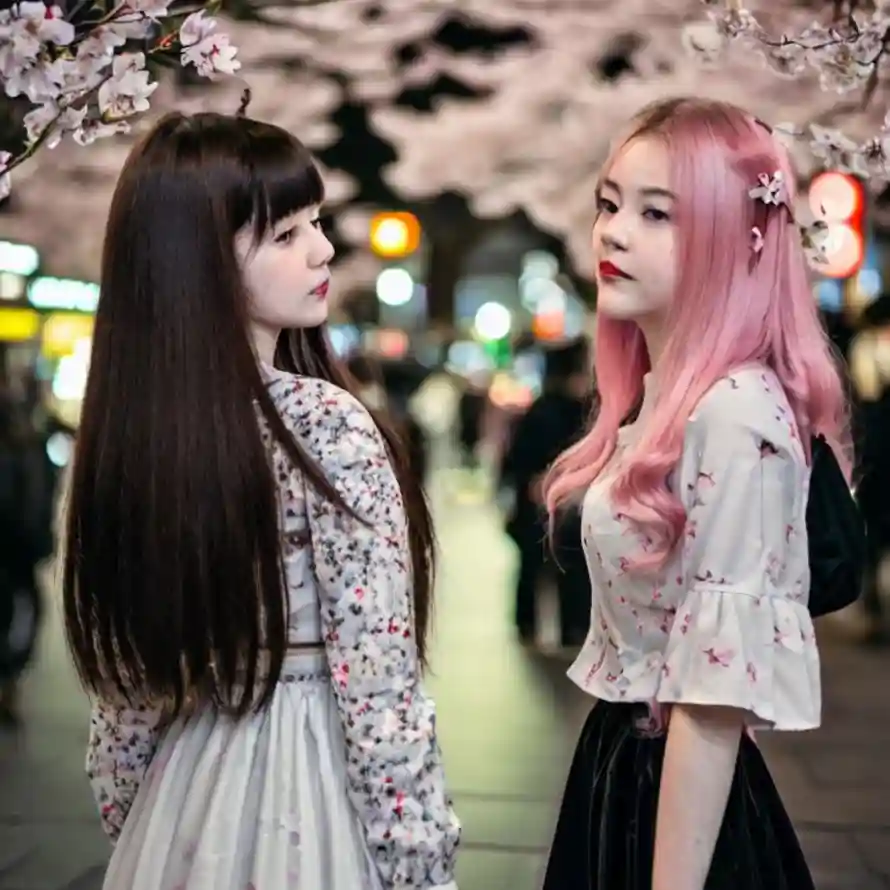 4k发饰壁纸 - 夜景 - 少女 - 樱花「哲风壁纸」