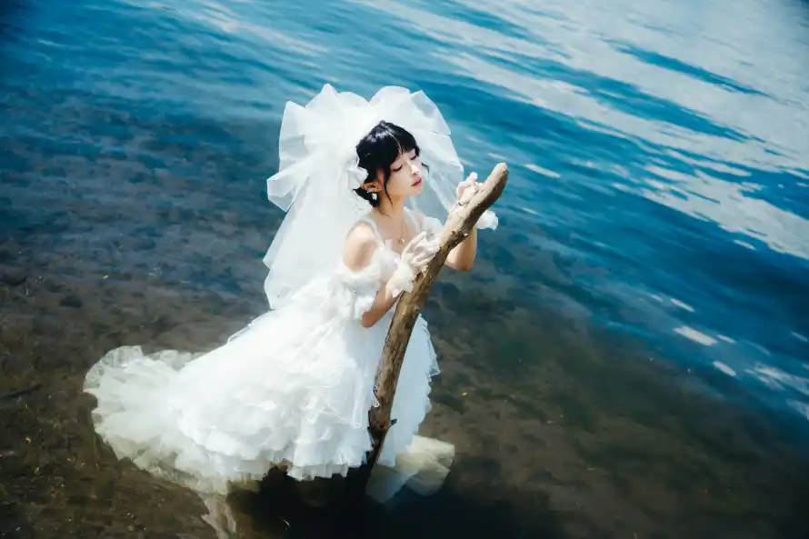 4k人像壁纸 - 头纱 - 婚纱 - 少女「哲风壁纸」