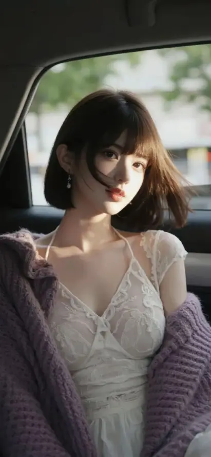 4k侧颜壁纸 - 温柔 - 美女 - 车内「哲风壁纸」