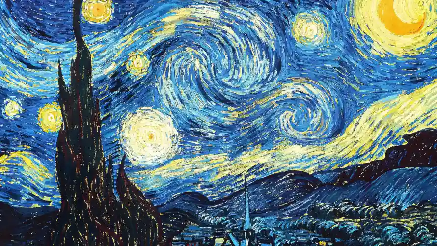3k名画壁纸-星月夜与夜晚-后印象派免费下载「哲风壁纸」