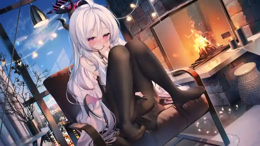 4k串灯壁纸 - 夜景 - 室内 - 少女「哲风壁纸」 4k串灯壁纸 - 夜景 - 室内 - 少女「哲风壁纸」