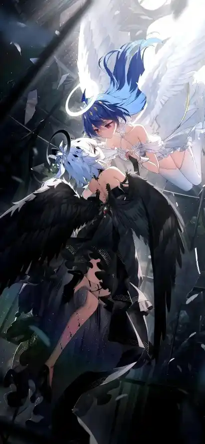 4k少女壁纸 - 蓝发 - 二次元 - 双人物「哲风壁纸」