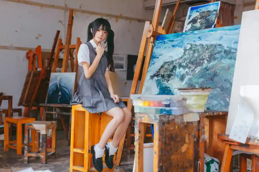 4kjk壁纸 - 写生 - 少女 - 校服「哲风壁纸」