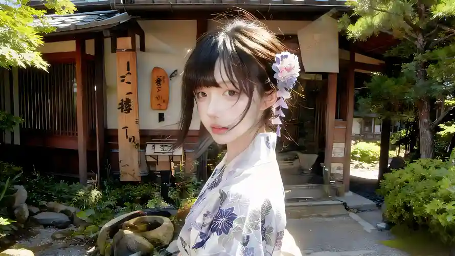 4k和服壁纸-花发饰 - 少女-日式庭院壁纸分享「哲风壁纸」