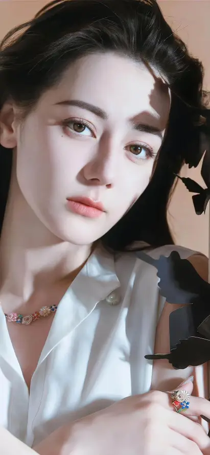 4k清冷壁纸 - 黑发 - 女明星 - 手绘风格「哲风壁纸」