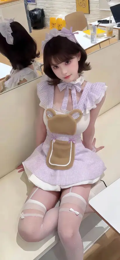 4k女仆装壁纸 - 洛丽塔 - 白丝袜 - 室内场景「哲风壁纸」