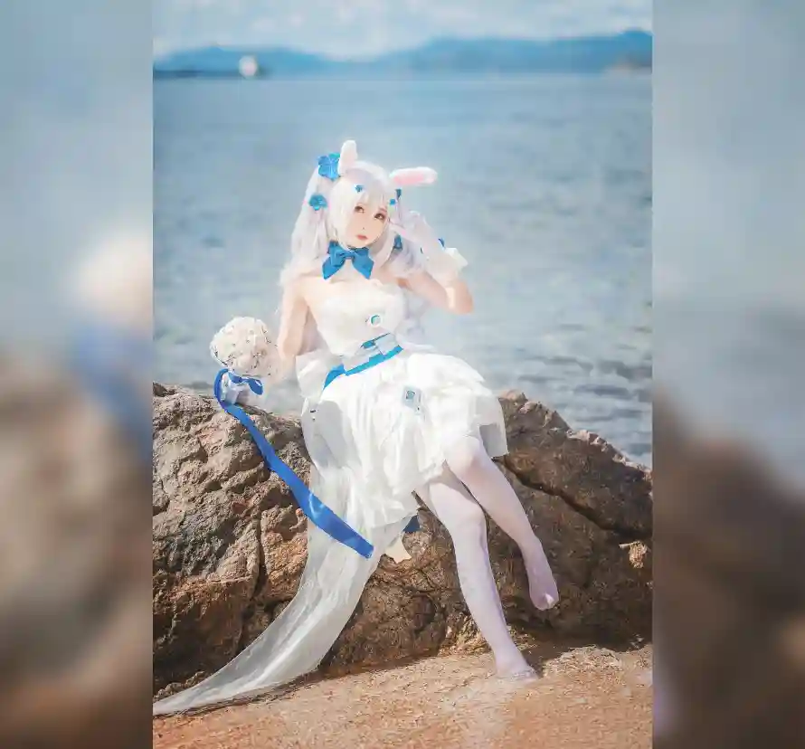 4k兔耳壁纸 - 婚纱 - 拉菲 - 沙滩「哲风壁纸」