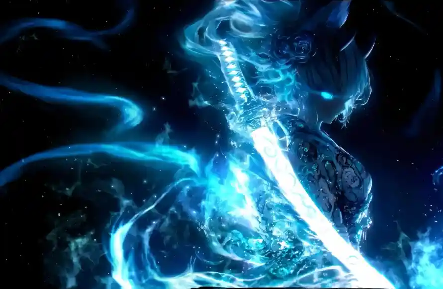 2k发光壁纸-二次元和和风-武士少女壁纸分享「哲风壁纸」