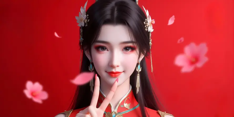 4k古风壁纸 - 国漫 - 桃花 - 红衣「哲风壁纸」