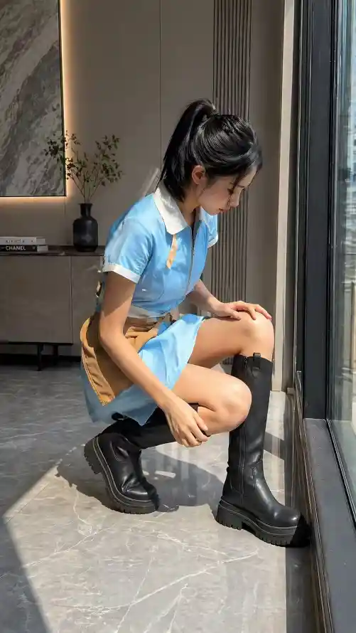 4k制服壁纸 - 室内 - 窗边 - 靴子「哲风壁纸」