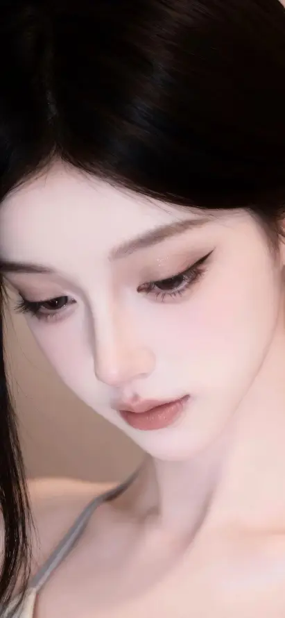 4k低眸壁纸 - 侧颜 - 红唇 - 美女「哲风壁纸」