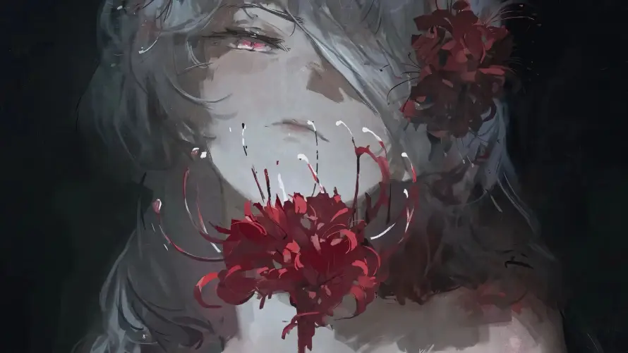 4k少女壁纸 - 插画 - 暗调 - 红瞳「哲风壁纸」