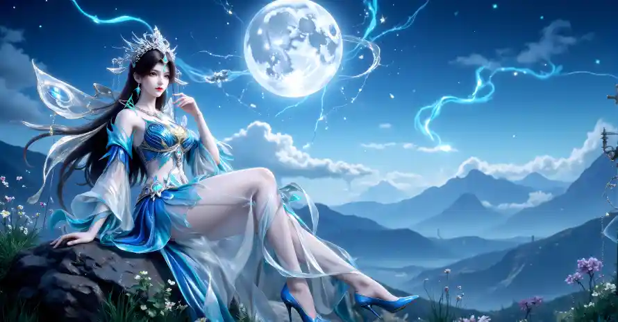 4k国风壁纸 - 圆月 - 星空 - 月夜「哲风壁纸」