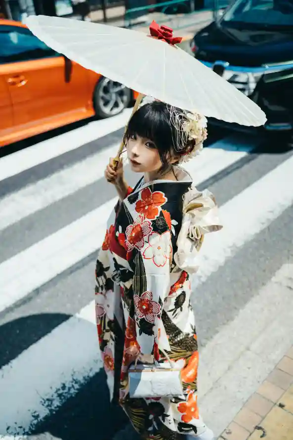 4k发饰壁纸 - 和服 - 少女 - 汽车「哲风壁纸」