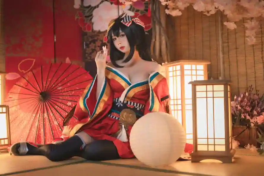 4k和服壁纸 - 樱花 - 黑丝 - 油纸伞「哲风壁纸」
