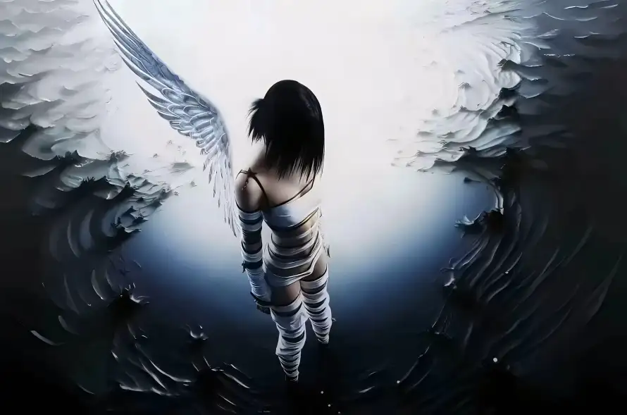 4k吊带壁纸 - 少女 - 水面 - 短发「哲风壁纸」