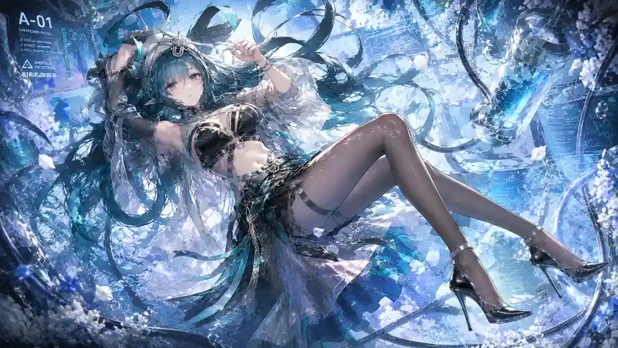 4k光影壁纸 - 少女 - 插画 - 蓝发「哲风壁纸」