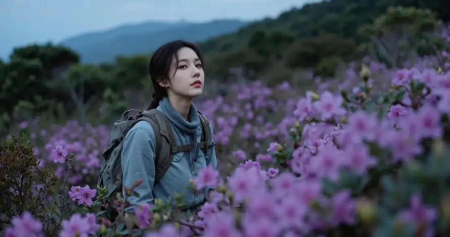 3k壁纸壁纸-紫色花 - 女生-浅蓝色上衣热门的壁纸「哲风壁纸」