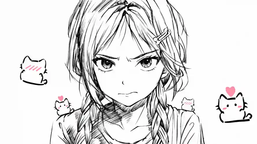 4k手绘壁纸-猫小奈和爱心-傲娇表情热门的壁纸「哲风壁纸」