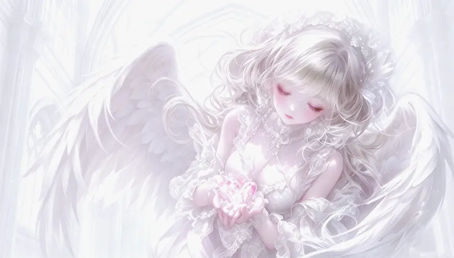 4k天使壁纸 - 少女 - 梦幻 - 白裙「哲风壁纸」