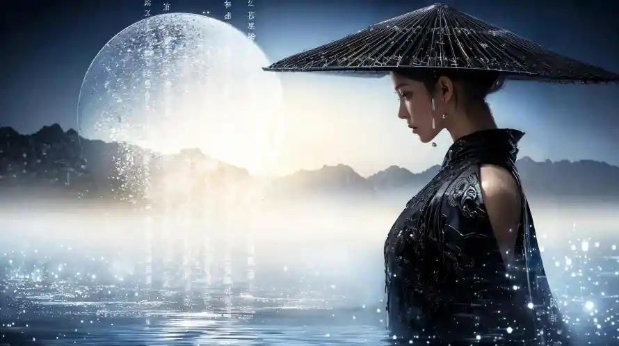 4k侧颜壁纸 - 国风 - 圆月 - 壁纸「哲风壁纸」