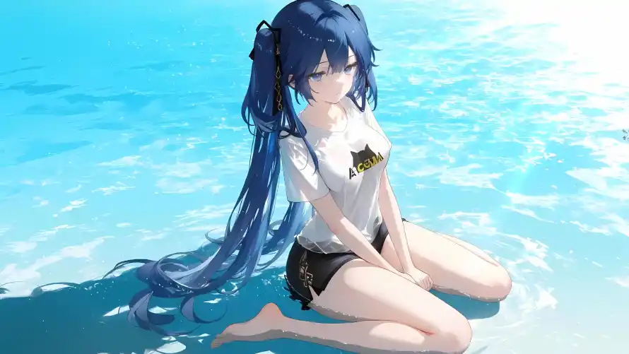 4k少女壁纸 - 水面 - 鸣潮 - 坐姿「哲风壁纸」