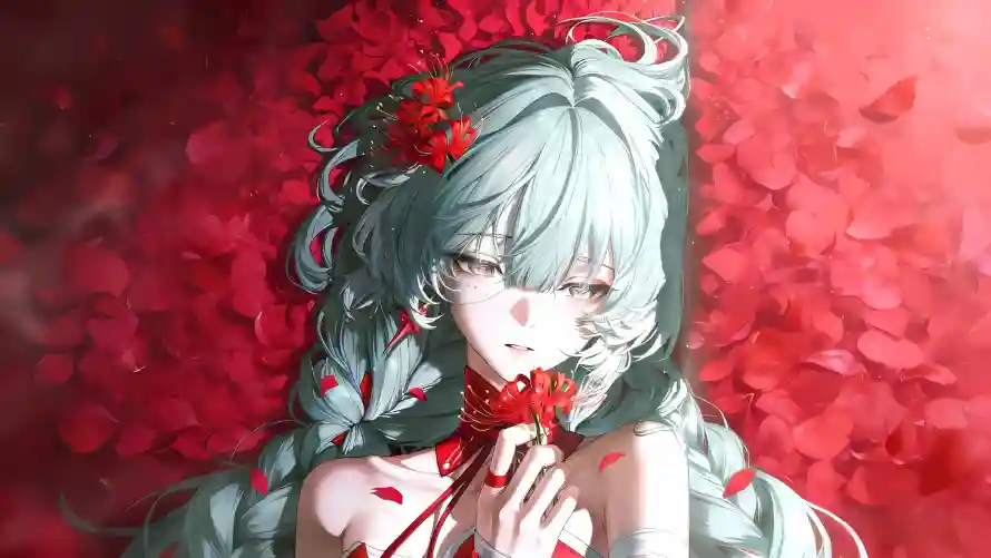 4k少女壁纸 - 绿发 - 露肩 - 鸣潮「哲风壁纸」
