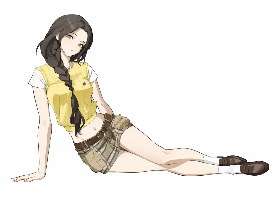 4k坐姿壁纸 - 少女 - 漫画 - 短袖「哲风壁纸」