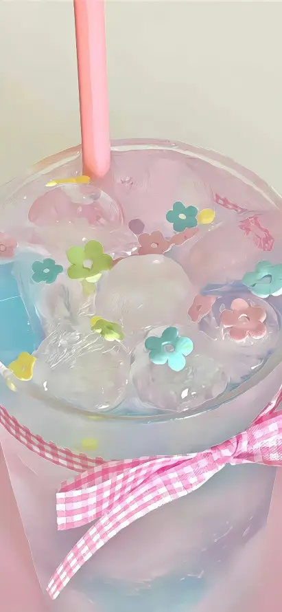 4k冰块壁纸 - 冰饮 - 可爱 - 粉色「哲风壁纸」