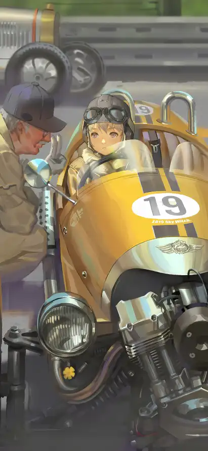 4k头盔壁纸 - 少女 - 插画 - 机车「哲风壁纸」
