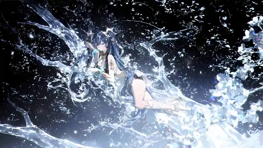 4k女性壁纸 - 尤诺 - 水花 - 长发「哲风壁纸」