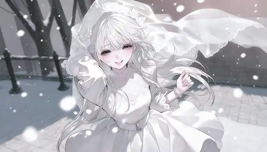 4k下雪壁纸 - 萌 - 冬日 - 头纱「哲风壁纸」