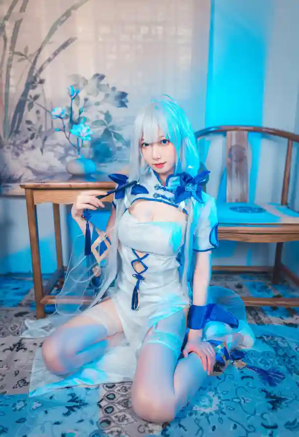 4k白发壁纸 - 旗袍 - 美女 - 白丝「哲风壁纸」