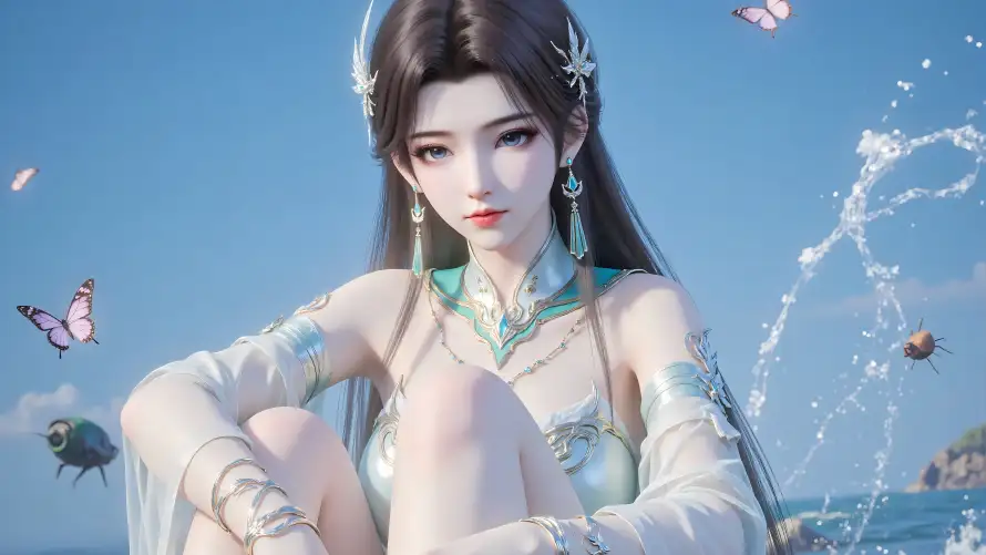 4k3D壁纸 - 古风 - 水花 - 海边「哲风壁纸」