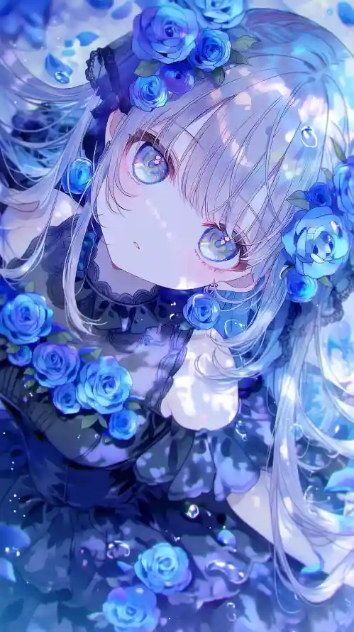 4k插画壁纸 - 深 - 蓝 - 花簇「哲风壁纸」