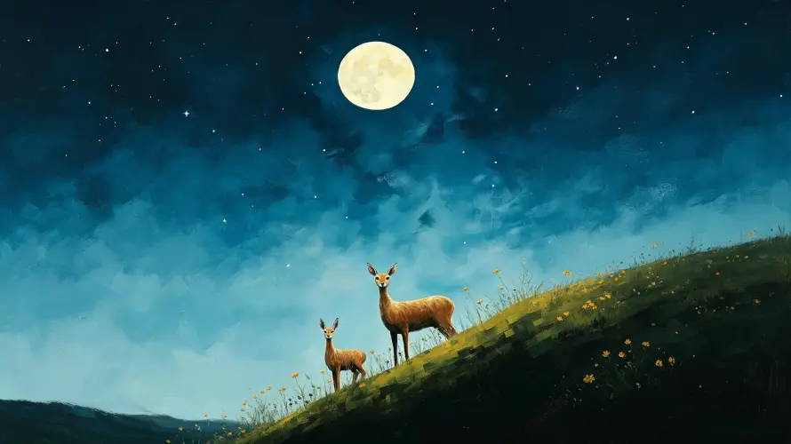 4k壁纸壁纸 - 鹿 - 夜晚 - 小花「哲风壁纸」 4k壁纸壁纸 - 鹿 - 夜晚 - 小花「哲风壁纸」