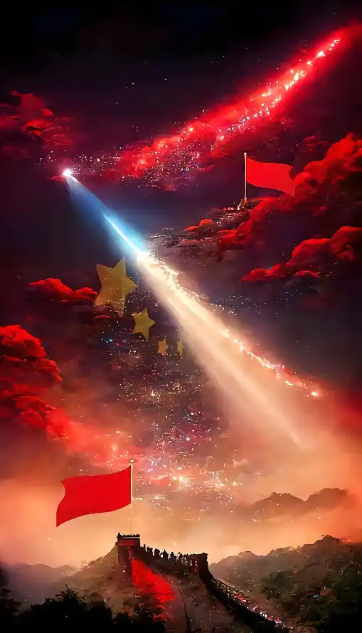 4k光束壁纸 - 夜空 - 爱国 - 群山「哲风壁纸」