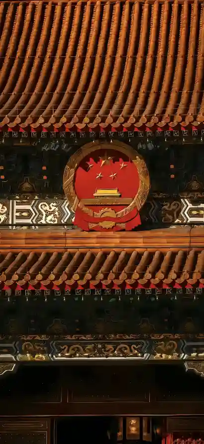 4k红色壁纸 - 国徽 - 金色 - 屋檐「哲风壁纸」