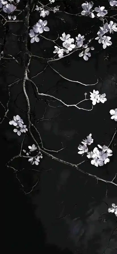 4k冷调壁纸 - 手绘 - 树枝 - 简约「哲风壁纸」