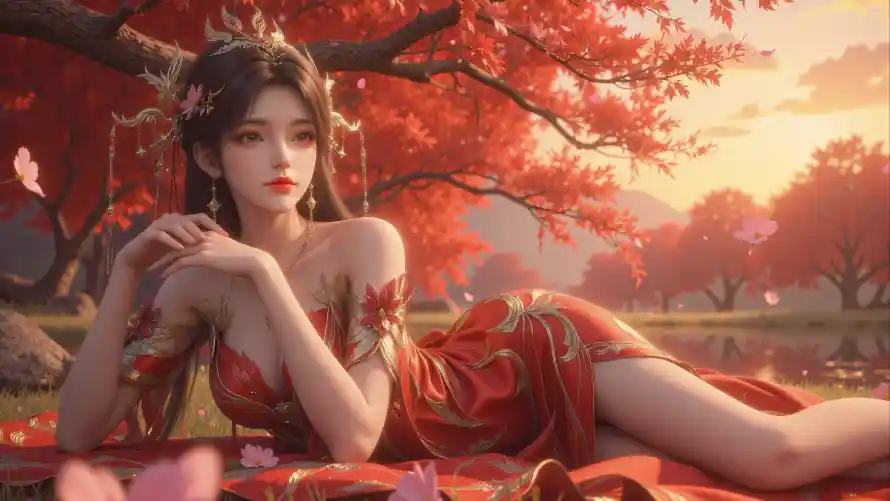 4k卧姿壁纸 - 古风 - 国风 - 少女「哲风壁纸」
