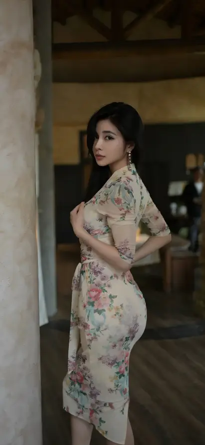 4k长发壁纸 - 耳环 - 旗袍 - 美女「哲风壁纸」