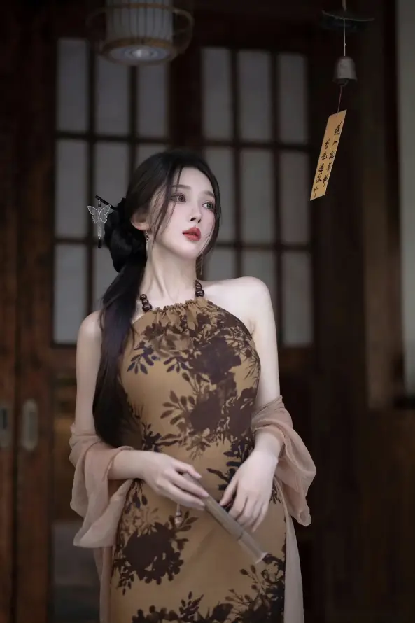 4k长发壁纸 - 旗袍 - 美女 - 古风「哲风壁纸」