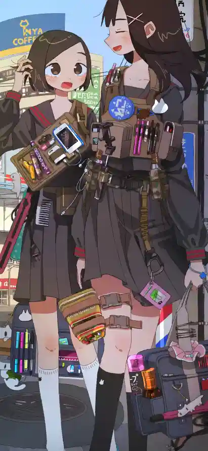 4k卡通壁纸 - 城市 - 少女 - 插画「哲风壁纸」