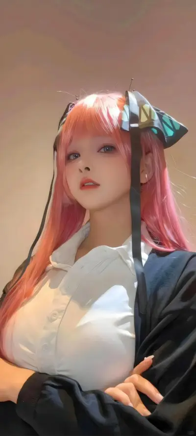 4k制服壁纸 - 白衬衫 - 粉色长发 - 美女必看「哲风壁纸」