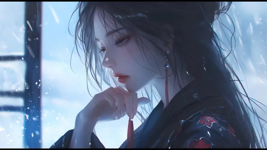 6k下雪壁纸-古风服饰和侧颜-古风美女壁纸推荐「哲风壁纸」