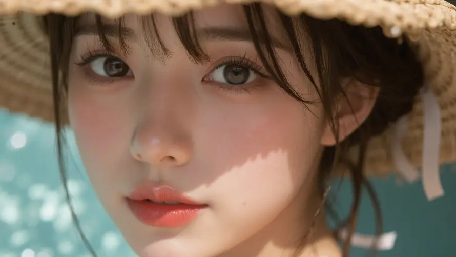 6k人像壁纸-绿眼睛与光斑-写实美女免费下载「哲风壁纸」