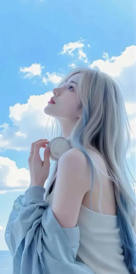 4k长发壁纸 - 户外 - 银发 - 美女「哲风壁纸」